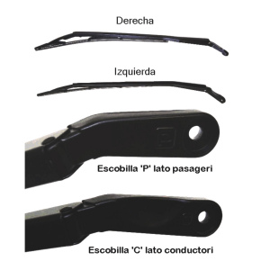 3Escobilla y Brazo Limpiaparabrisas Kit Completo  Lado Derecho y Lado Izquierdo